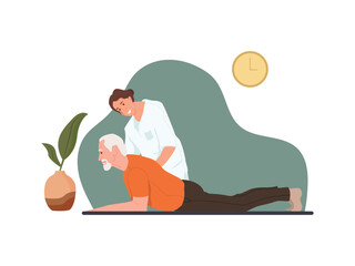 Old man receiving physical therapy.