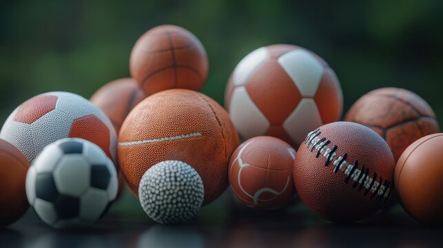 a group of different sports balls