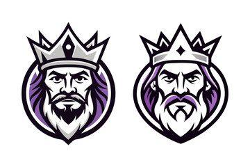 A king head, tough looking medieval warrior face, man wearing crown