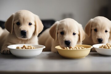 bowls retriever eating puppies breed food room active canino domesticated home pedigree animal dog adorable puppy companion adoption domestic cute friendly bowl feeding friends funny pet playful