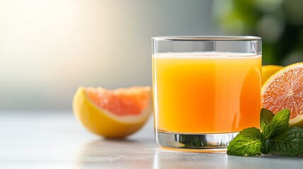 Fototapeta premium Glass of Fresh Orange Juice with Mint