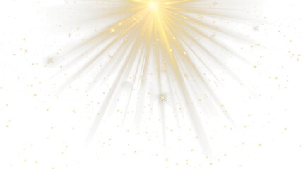 Vector golden light with glare. Sun, sun rays, dawn, glare from the sun png. Gold flare png, glare from flare png.