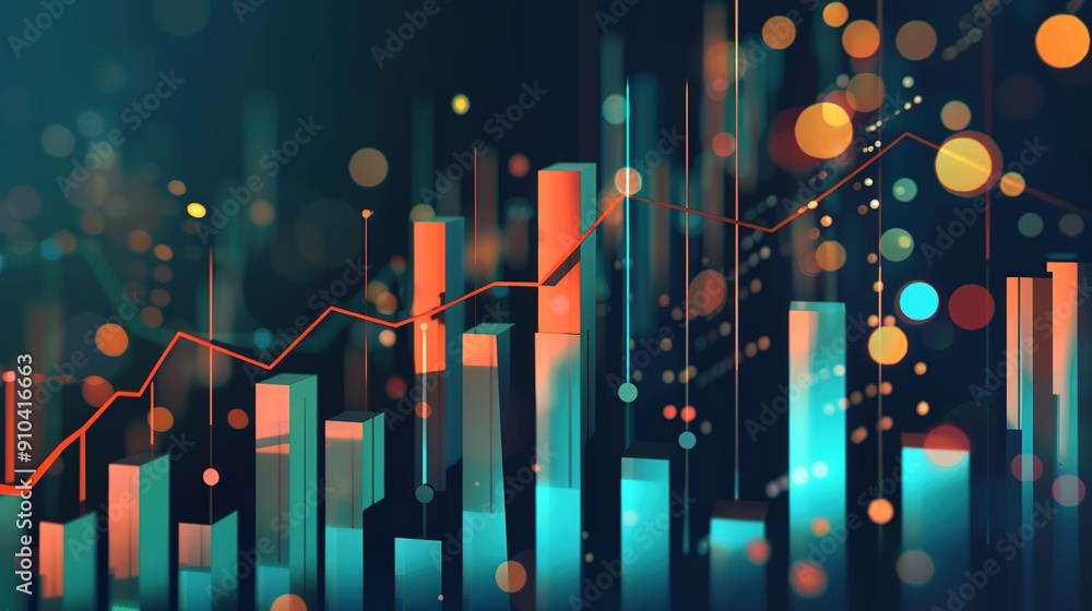 Aufkleber vibrant abstract visualization of growing data trends in digital analytics environment