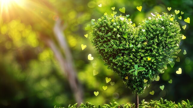 Heart-Shaped Topiary Surrounded by Soft, Green Hues in a Peaceful Garden During Daylight