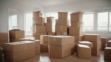 Room Filled With Cardboard Boxes