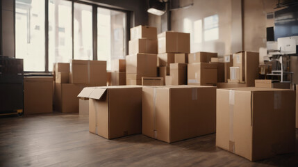 Room Filled With Cardboard Boxes