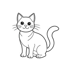 a cute Cat Logo Icon line art Silhouette Vector illustration design