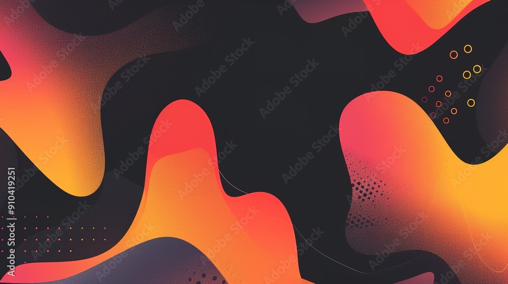 Poster abstract colorful swirls creating dynamic patterns in vibrant shades of red and orange