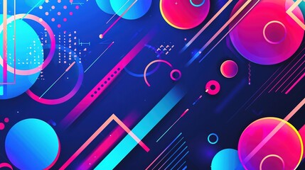 Obraz premium Vibrant Geometric Patterns in Bold Colors on a Dark Background