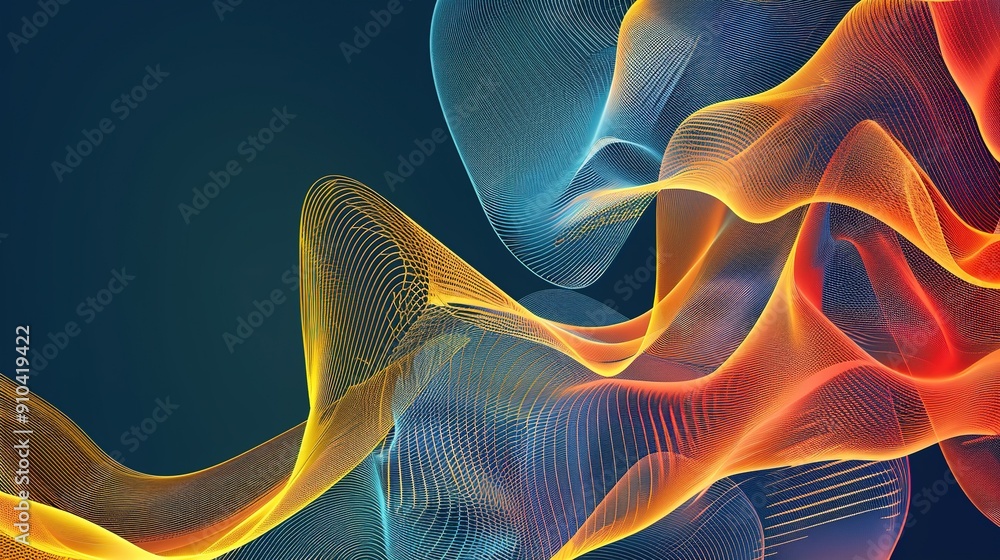 Poster Abstract Colorful Waves With 3D Effect Flowing in Dynamic Patterns