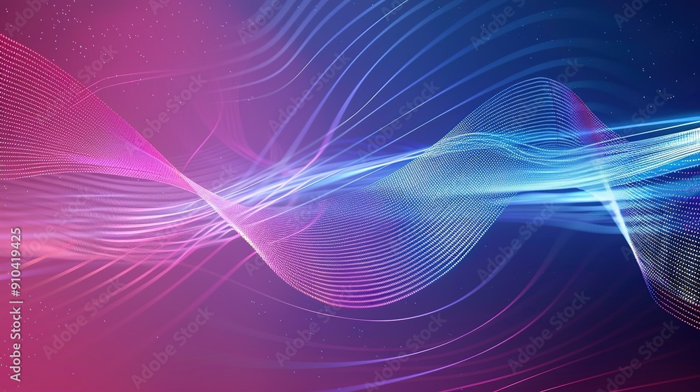 Poster vibrant abstract digital waves displaying fluid motion in vivid colors over a dark background