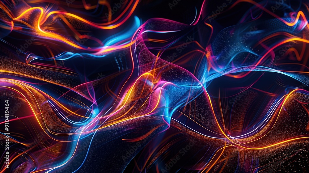 Leinwandbilder vibrant abstract light patterns glow in dark background creating dynamic visual energy