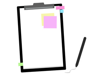 Paper clipboard with fountain pen flat line color vector objects. Taking notes. Editable lineart icon on white. Simple outline cartoon style spot illustration for web graphic design and animation