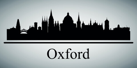 The city skyline. Oxford. Silhouettes of buildings. Vector on a gray background © Dima