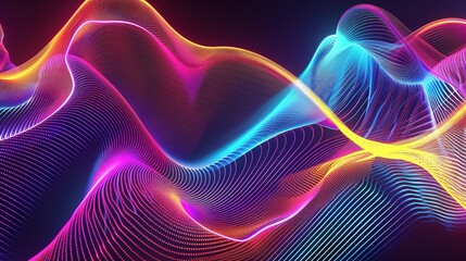 Fototapeta premium Colorful Neon Waves Flowing Through The Space Creating Light Patterns At Night