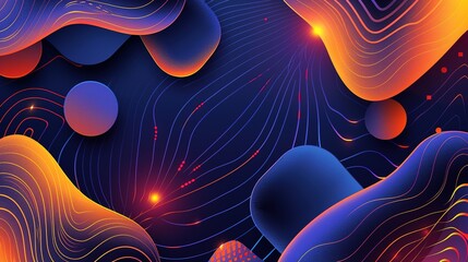 Obraz premium Colorful Abstract Digital Art With Flowing Shapes and Vivid Gradient Background