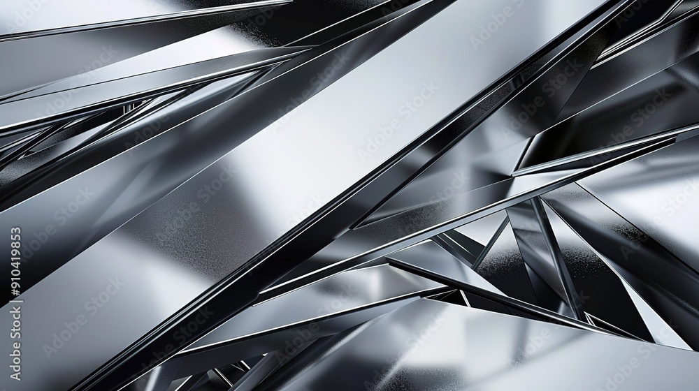 Aufkleber intricate arrangement of shiny metallic strips reflecting light in abstract pattern
