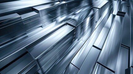 Obraz premium Abstract Metallic Surface Reflecting Light With Patterns in a Modern Industrial Setting