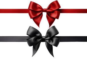 Red and black bow isolated on png or transparent background, PNG