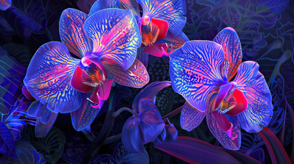 Exotic Orchid Garden Orchids in Shades of Magenta Background AI Generative	
