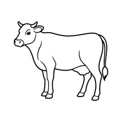 Image of Cow line art Logo Icon Silhouette Vector illustration design printed on Printed Glass Wall Art