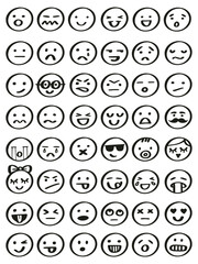 black and white hand drawn faces with different face expressions doodle vector set isolated on white background