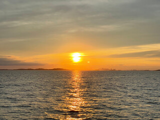 Obraz premium Sunset on Boston Harbor