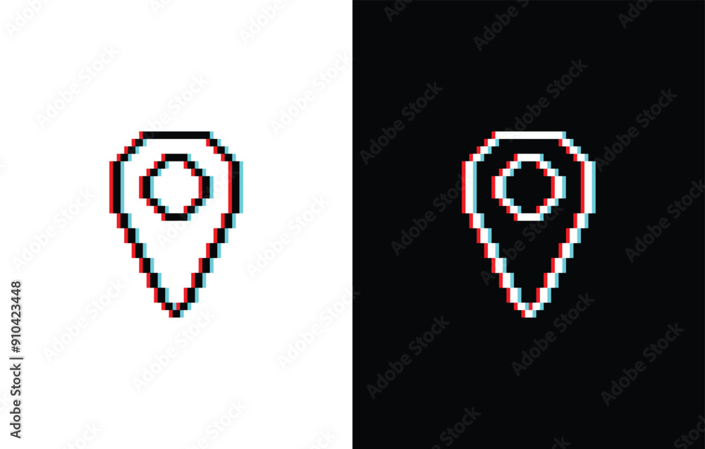 Poster glich effect pixel map pointer - vector icon 8 bit