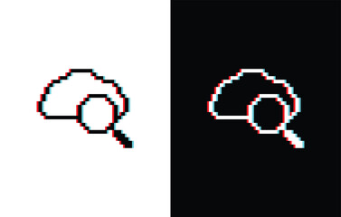 glich effect pixel art cloud search vector icon pixel element for 8 bit game