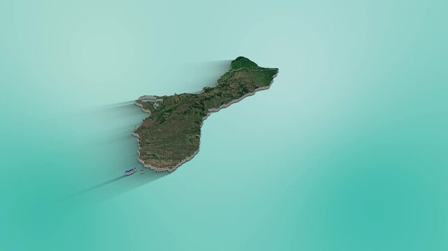 Guam Map Animation.  3d animation of Guam map