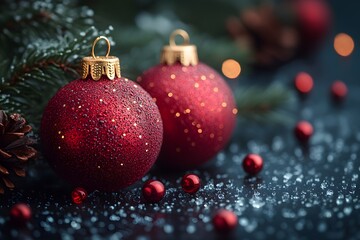 Fototapeta premium Red christmas balls