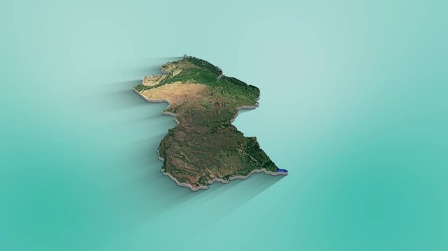 Guyana Map Animation.  3d animation of Guyana map