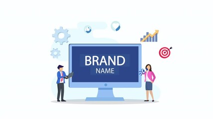 Business brand vector concept, Building brand marketing strategy. Brand name, brand reputation 2d video animation 4k clip