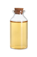 Bottle of essential oil isolated on white