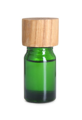 Bottle of essential oil isolated on white