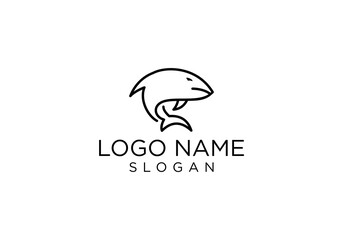 Salmon Fishing Logo Vector. Unique line art of fish jumping out of the water.