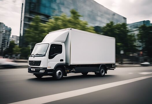 fast super package moving delivery service cityscape van city landscape deliver night road truck white commerce express sending order drive export