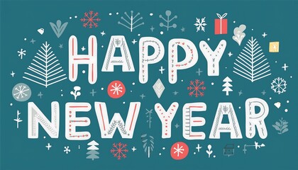 Happy New Year 2025: Festive Greeting for the Upcoming Year, Celebrating New Beginnings and Joyful Resolutions with a Cheerful and Bright Design