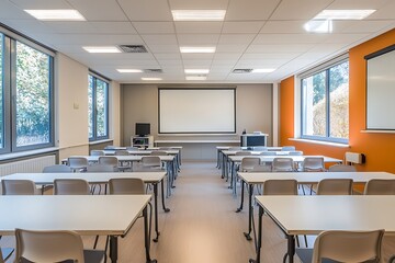 Bright Empty School Classroom