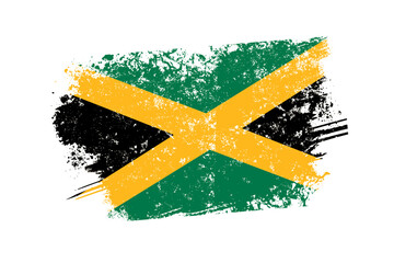 Jamaica flag with grunge effect - vector illustration, isolated
