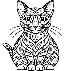 cat coloring pages mandala designe outline vector illustration for kids coloring book