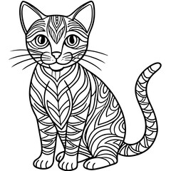 cat coloring pages mandala designe outline vector illustration for kids coloring book