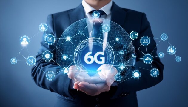 Businessman holding virtual world with 6G with connection line , Technology transformation concept, Next-Gen Connectivity, Ultra-Fast Speeds, Seamless Internet Business and Social Network Integration