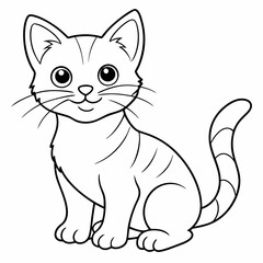 Adult coloring book. a cute cat. Line art design for antistress colouring pages in zentangle style. Vector illustration.
