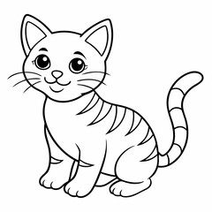 Adult coloring book. a cute cat. Line art design for antistress colouring pages in zentangle style. Vector illustration.