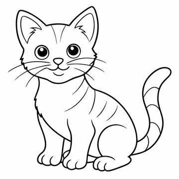 Adult coloring book. a cute cat. Line art design for antistress colouring pages in zentangle style. Vector illustration.