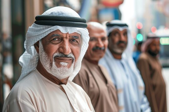 Arab businessmen wearing traditional clothes