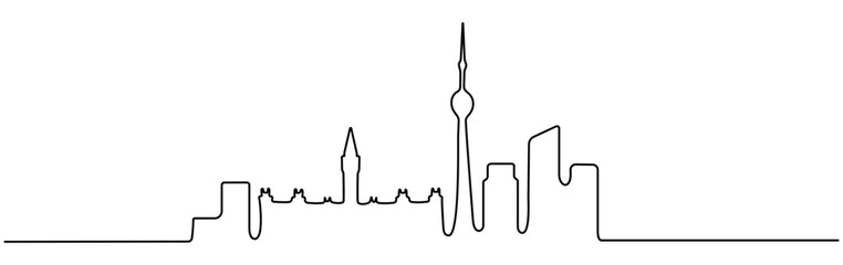 Canadian city skyline architecture. Minimal linear cityscape concept. Vector illustration isolated on white.
