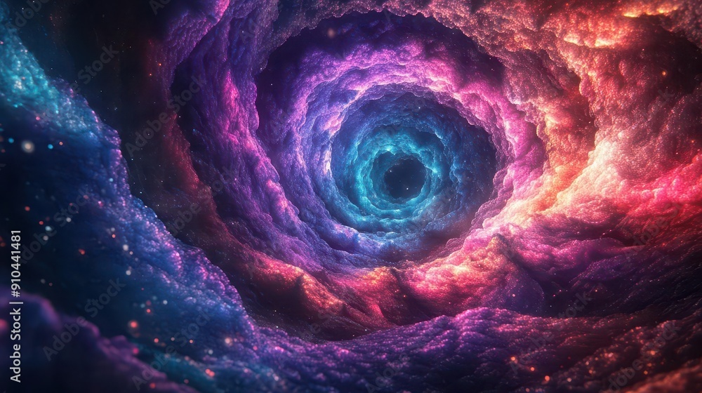 Wall mural swirling vortex of neon colors forming a hypnotic portal effect fractal patterns and geometric shape