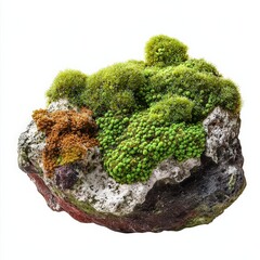 Vibrant rock ornament covered in lush greenery enhances aquatic environments beautifully